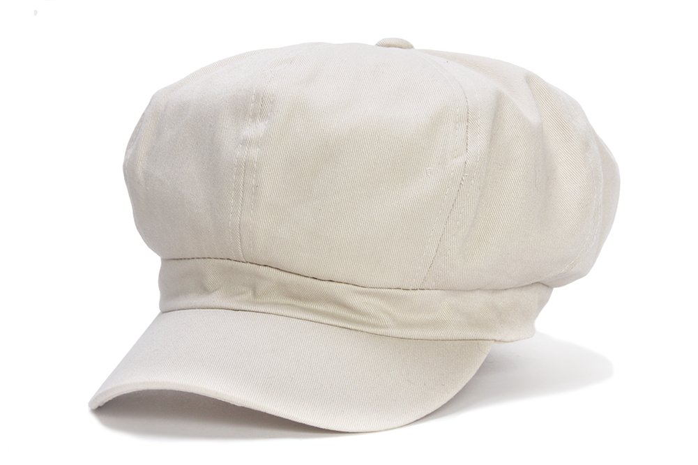 Cotton Elastic Newsboy Cap - Stone