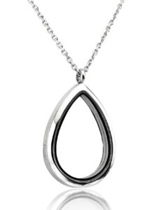 jovivi teardrop floating charms memory locket necklace - 316 surgical stainless steel buckle closure