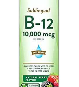 Nature's Truth Sublingual Vitamin B-12 10,000 Mcg, Fast Acting Liquid, Natural Berry Flavor, 2 Fluid Ounce (Pack of 1)