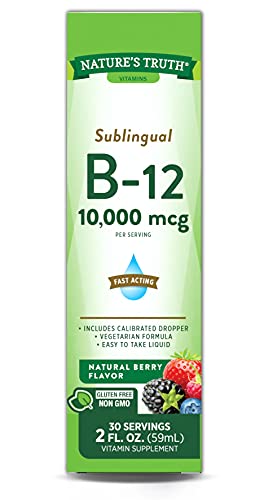 Nature's Truth Sublingual Vitamin B-12 10,000 Mcg, Fast Acting Liquid, Natural Berry Flavor, 2 Fluid Ounce (Pack of 1)