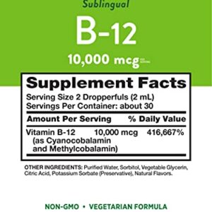 Nature's Truth Sublingual Vitamin B-12 10,000 Mcg, Fast Acting Liquid, Natural Berry Flavor, 2 Fluid Ounce (Pack of 1)