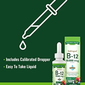 Nature's Truth Sublingual Vitamin B-12 10,000 Mcg, Fast Acting Liquid, Natural Berry Flavor, 2 Fluid Ounce (Pack of 1)