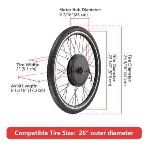 AW Electric Bike Conversion Kit 48V 1000W 26" Front Wheel Powerful Motor, Dual Mode Controller, W/LCD Display Twist Throttle PAS