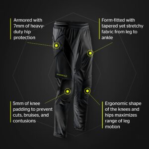 Storelli ExoShield Goalkeeper Pants | Full-Length Padded Soccer Pants | Premium Hip and Knee Protection (Small, Standard, Black)