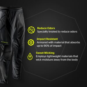 Storelli ExoShield Goalkeeper Pants | Full-Length Padded Soccer Pants | Premium Hip and Knee Protection (Small, Standard, Black)