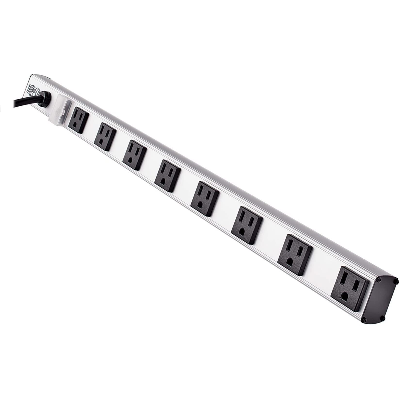 Tripp Lite 8 Right Angle Outlet Bench & Cabinet Power Strip, 24 in. Length, 15ft Cord with 5-15P Plug (PS2408RA),Black/Gray