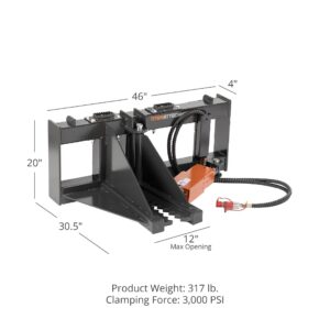 Titan Attachments Post and Tree Puller for Skid Steers, 3,000 PSI Single 2x10 Hydraulic Cylinder, Optional Push Bar Guard, Universal Landscape Tool Removes Tree Roots and Fence Posts