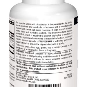 Source Naturals L-Tryptophan with Vitamin B-6 1000 mg Support Mood, Relaxation And Sleep - 60 Tablets