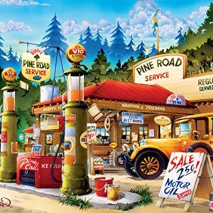 Buffalo Games - Cartoon World - Pine Road Service - 1000 Piece Jigsaw Puzzle Red, Brown, Green, Yellow, 26.75"L X 19.75"W