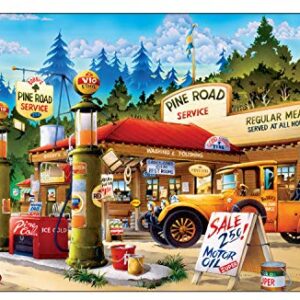 Buffalo Games - Cartoon World - Pine Road Service - 1000 Piece Jigsaw Puzzle Red, Brown, Green, Yellow, 26.75"L X 19.75"W