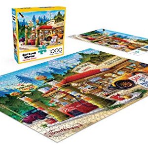 Buffalo Games - Cartoon World - Pine Road Service - 1000 Piece Jigsaw Puzzle Red, Brown, Green, Yellow, 26.75"L X 19.75"W