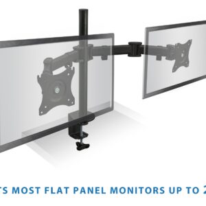 Mount-It! Dual Monitor Mount | Double Monitor Desk Stand Arm | Two Articulating Arms Fit 2 Screens 17 19 20 21 22 24 27 Inch Computer | VESA 75 100 Compatible Displays | C-Clamp Base