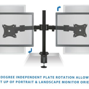 Mount-It! Dual Monitor Mount | Double Monitor Desk Stand Arm | Two Articulating Arms Fit 2 Screens 17 19 20 21 22 24 27 Inch Computer | VESA 75 100 Compatible Displays | C-Clamp Base