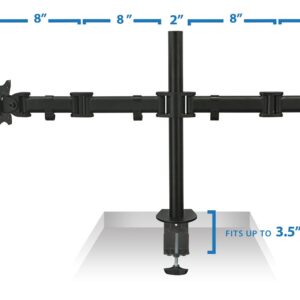 Mount-It! Dual Monitor Mount | Double Monitor Desk Stand Arm | Two Articulating Arms Fit 2 Screens 17 19 20 21 22 24 27 Inch Computer | VESA 75 100 Compatible Displays | C-Clamp Base