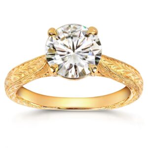 Kobelli Antique Style Style Moissanite Engagement Ring 1 1/2 CTW 14k Yellow Gold, Size 7