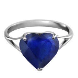 galaxy gold gg 4.3 carat 14k solid white gold ring with natural 10mm heart-shaped sapphire - size 7