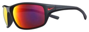 nike ev1134-006 adrenaline sunglasses matte black frame color, grey with infrared mirror lens tint