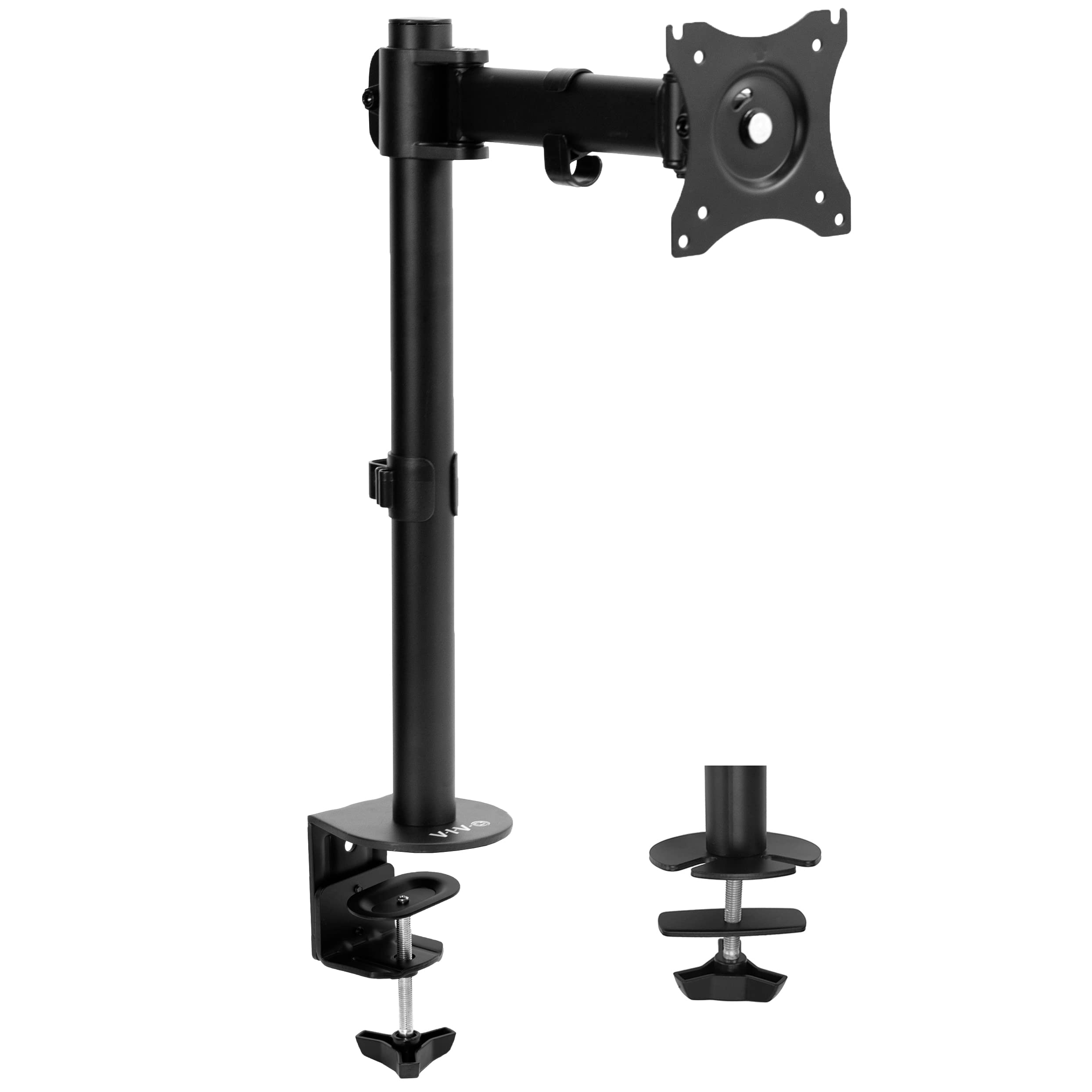 VIVO Single 13 to 32 inch Computer Monitor Desk Mount, Short Adjustable Arm, VESA Stand for 1 Screen, Max VESA 100x100, Black, STAND-V001E