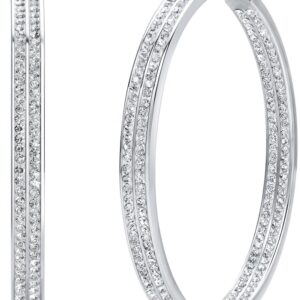 Jstyle Women's Stainless Steel Pierced Large Hoop Earrings with Rhinestone