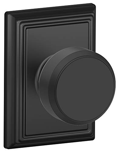 SCHLAGE F10-BWE-ADD Bowery Passage Door Knob Set with Decorative Addison Rose fr, Matte Black