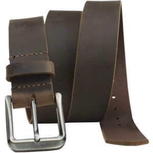 Nickel Smart Roan Mountain Brown Leather Belt - Distressed 38"