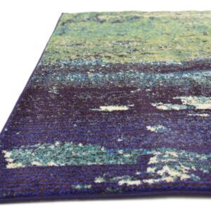 Unique Loom Estrella Collection Distressed, Landscape, Abstract, Modern, Earth Tones Area Rug (5' 0 x 8' 0 Rectangular, Navy Blue/Green)