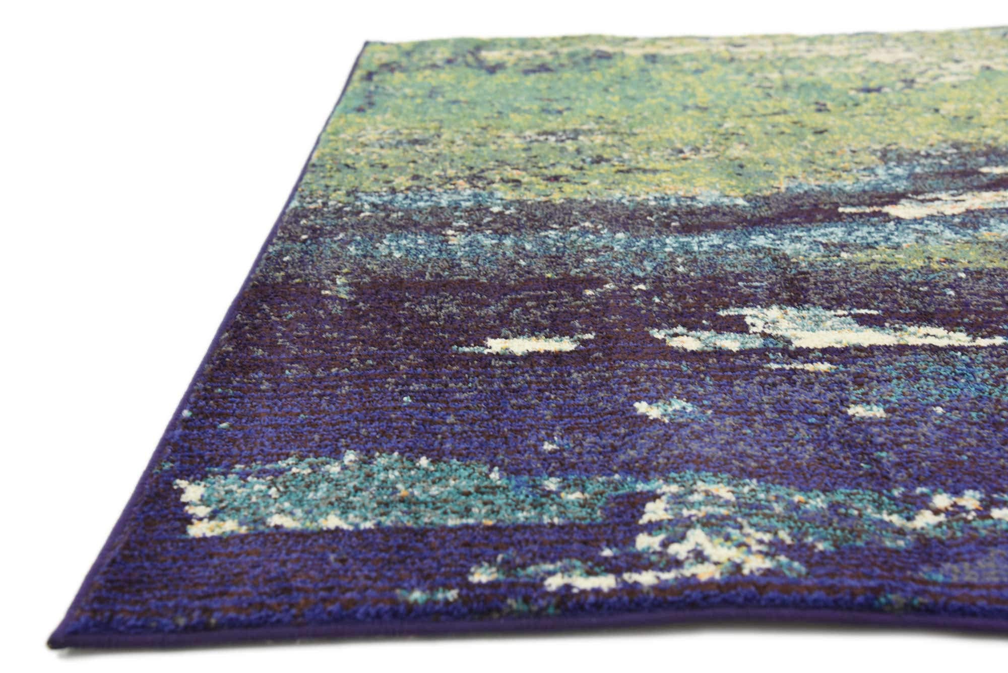 Unique Loom Estrella Collection Distressed, Landscape, Abstract, Modern, Earth Tones Area Rug (5' 0 x 8' 0 Rectangular, Navy Blue/Green)