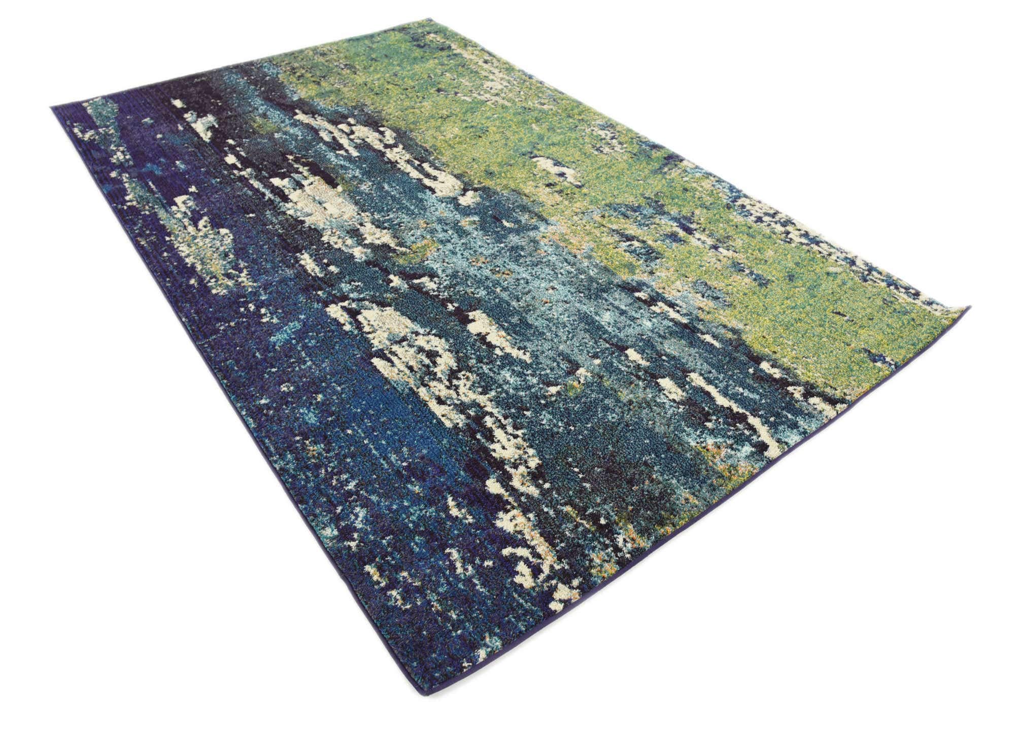 Unique Loom Estrella Collection Distressed, Landscape, Abstract, Modern, Earth Tones Area Rug (5' 0 x 8' 0 Rectangular, Navy Blue/Green)