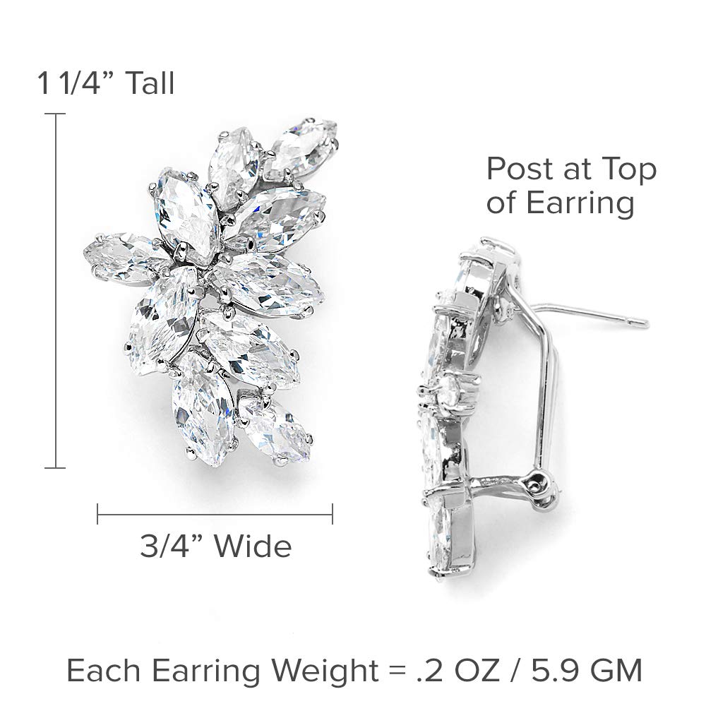 Mariell Cubic Zirconia Crystal Bridal Earrings, Marquis Shape CZ Curved Clusters, Earrings for Wedding, Bridesmaids, Homecoming, Mother of the Bride