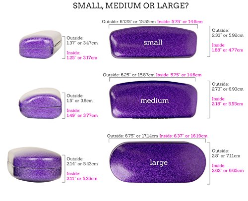 SPUNKYsoul Mystic Purple Medium Premium Fashion Women's Hard Eyeglasses Case | Smooth Glitter | Bonus Cleaning Cloth