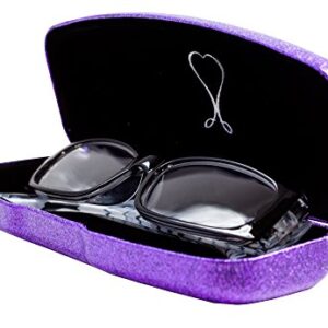 SPUNKYsoul Mystic Purple Medium Premium Fashion Women's Hard Eyeglasses Case | Smooth Glitter | Bonus Cleaning Cloth