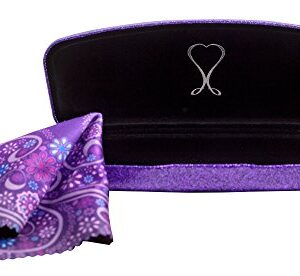 SPUNKYsoul Mystic Purple Medium Premium Fashion Women's Hard Eyeglasses Case | Smooth Glitter | Bonus Cleaning Cloth