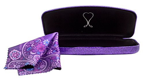 SPUNKYsoul Mystic Purple Medium Premium Fashion Women's Hard Eyeglasses Case | Smooth Glitter | Bonus Cleaning Cloth