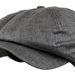 Men's Linen 8 Panel Applejack Gatsby Newsboy Ivy Hat (Grey)