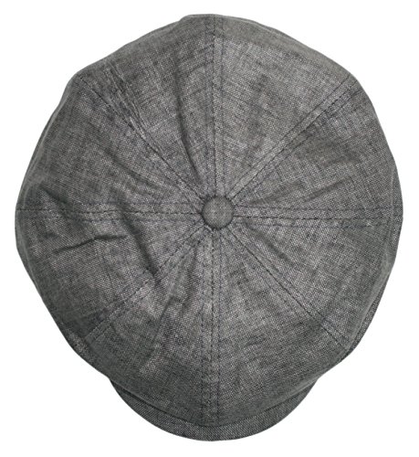 Men's Linen 8 Panel Applejack Gatsby Newsboy Ivy Hat (Grey)