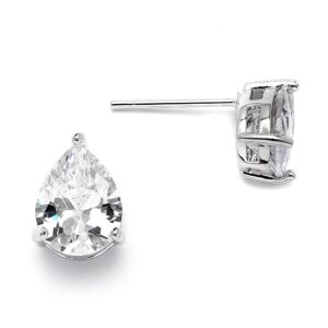 Mariell Cubic Zirconia Stud Earrings, Pear Shape CZ Crystal, 2 Carat Imitation Diamond Stud Earring Gift