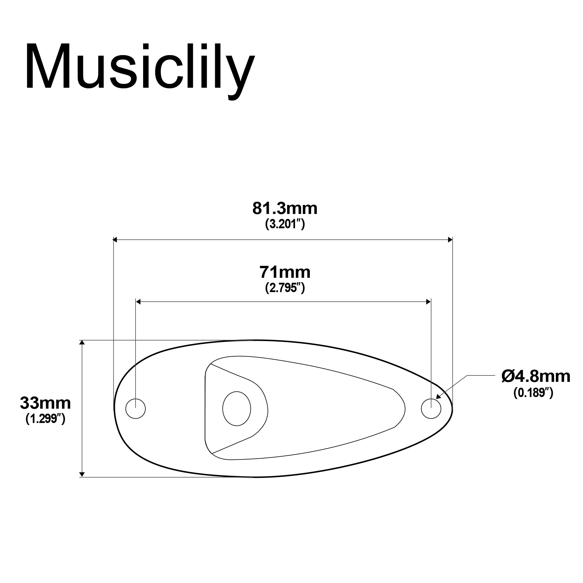 Musiclily 1/4 Inch Boat Style Loaded Guitar Input Jack Socket Plate Output Jack for Fender Stratocaster Strat Electric Guitar, Black