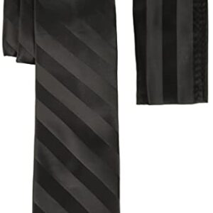 Stacy Adams Men's Tall-Plus-Size Solid Woven Formal Stripe Tie Set Extra Long, Black, One Size