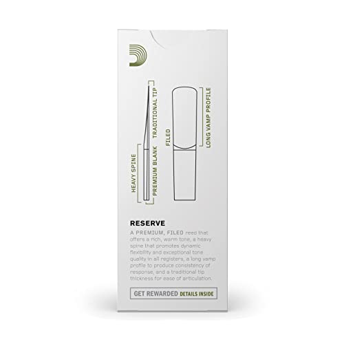 D’Addario Reserve Tenor Saxophone Reeds, Strength 3.0, 5-pack