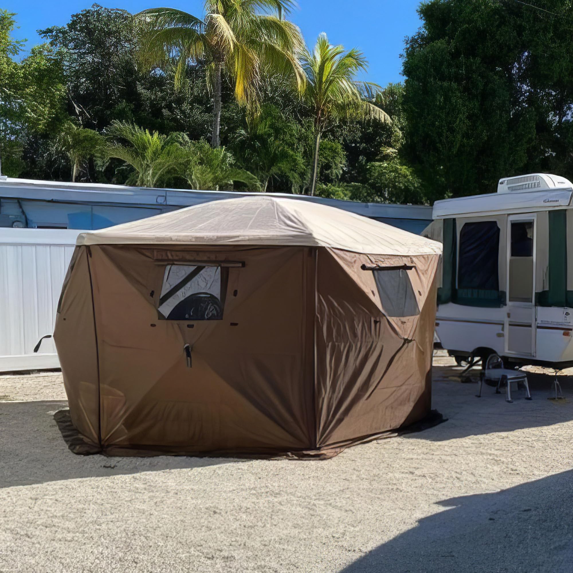 CLAM Quick-Set Wind and Sun Panel Attachment for Escape Sport Screen Shelter Canopy Tent with Carrying Bag, Accessory Only, Brown (3 Pack)