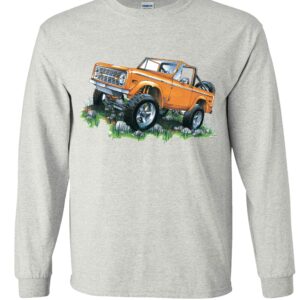 Fair Game Ford Bronco Long Sleeve T-Shirt 4x4 Early Model Orange Bronco Vintage Retro Truck-Ash-XL