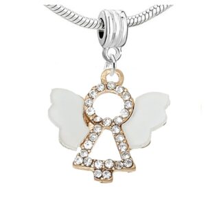 sexy sparkles angel charm bead with rhinestones for snake chain charm bracelet