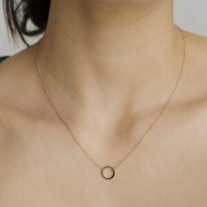 Honeycat Mini Karma Open Circle Orbit Necklace in 18k Gold Plated | Minimalist, Delicate Jewelry (Gold)