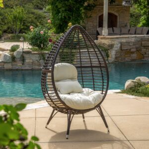 christopher knight home cutter teardrop wicker lounge chair with cushion, multibrown