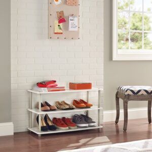 ClosetMaid 3-Tier Shelf Organizer Unit for Shoes, Accessories, Hats, Purses, Bags, in Entryway or Closet, Wood Shelves with Metal Frame, White