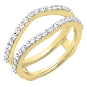 Dazzlingrock Collection 0.50 Carat (Cttw) Round White Diamond Double Enhancer Guard Wedding Band for Women in 10K Yellow Gold Size 6