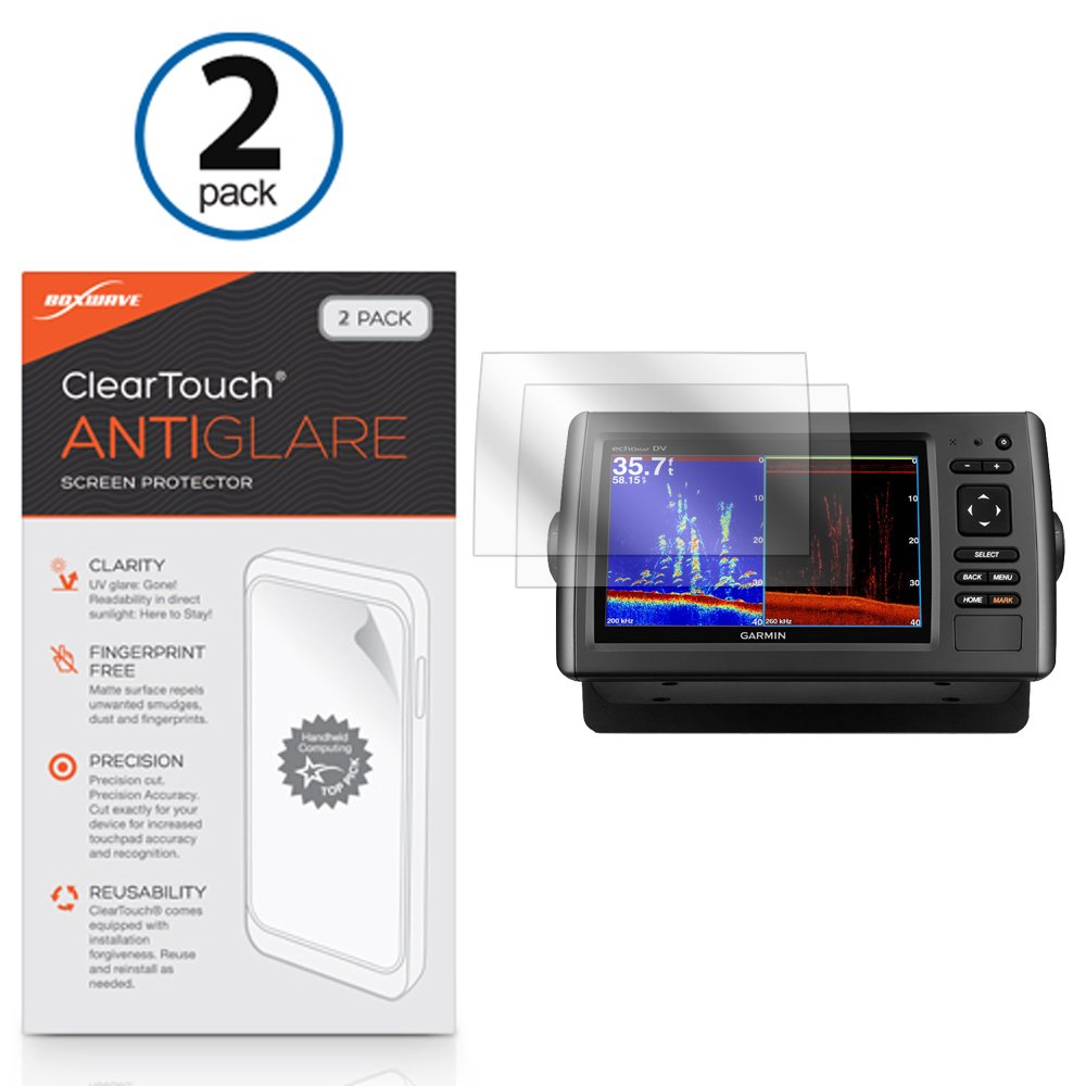 BoxWave Screen Protector Compatible With Garmin echoMAP 74dv (Screen Protector ClearTouch Anti-Glare (2-Pack), Anti-Fingerprint Matte Film Skin for Garmin echoMAP 74dv