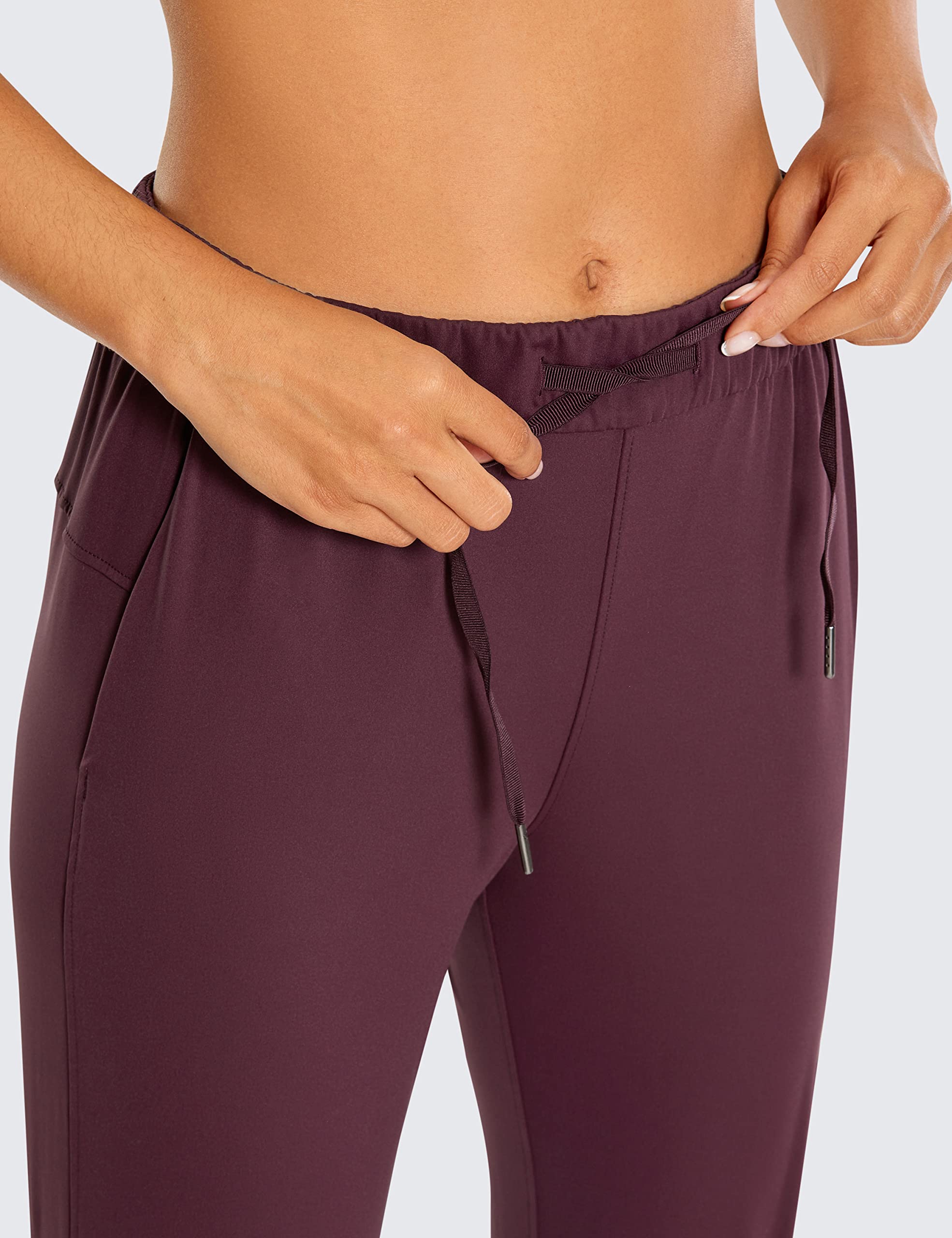 CRZ YOGA 4-Way Stretch Full Length Golf Pants for Women Tall 31" - Travel Sweatpants Workout Trousers with Pockets Dark Russet Medium