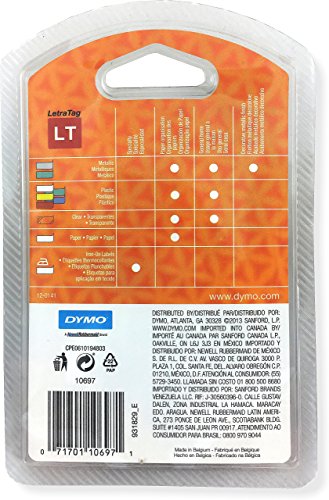 DYMO 10697 Self-Adhesive White Paper Labeling Tape for LetraTag (LT) Label Makers; 3 Blister Packs (6 Refills); Each with Two 1/2" Wide x 13ft Long (12mm x 4m) Refill Rolls