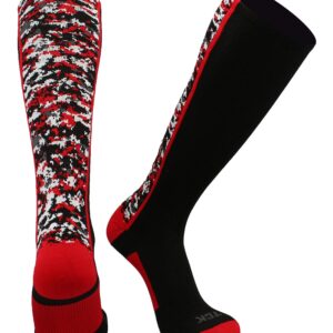 TCK Digital Camo OTC Socks (Black/Red, X-Large)